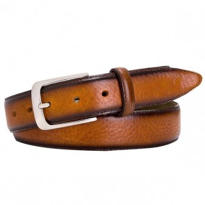 Cognac polished Leather Belt By Profuomo