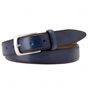 Navy polished Leather Belt By Profuomo