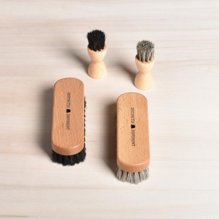 Set of Distinctly Different shoe care brushes, 100% horsehair