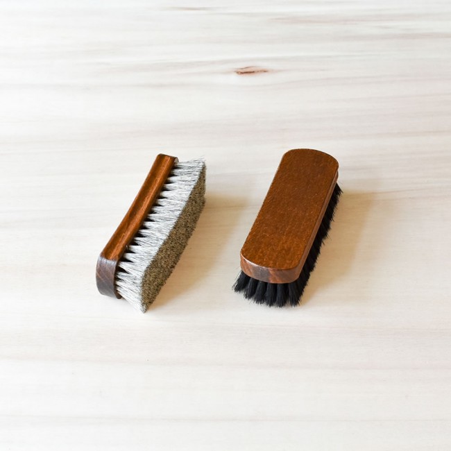 Langer & Messmer Set Of 2 Shoe Brushes Made Of 100% Horsehair The Shoe Brush For The Care Of The Sole And Heel 